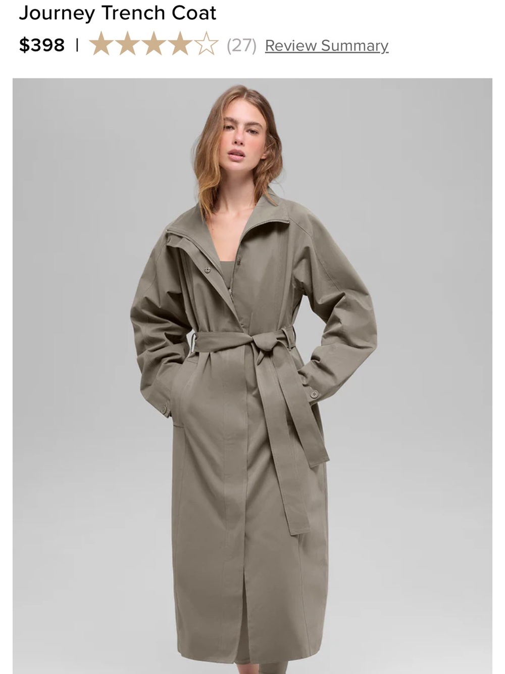ALO Yoga Taupe Belted Trench Coat